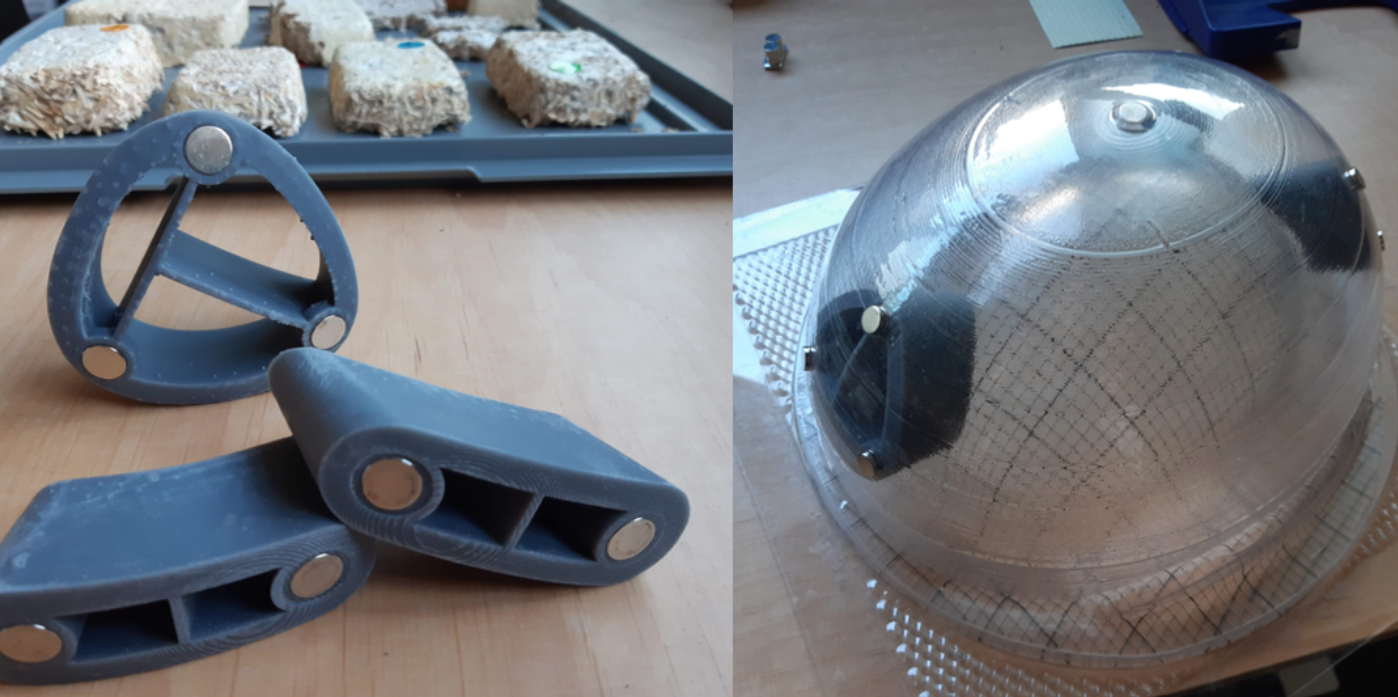 Helmet moulds for growing the mycelium form